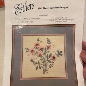 1994 Esther's Floral "Carnations" Silk Ribbon Embroidery Kit Esther Randall Open